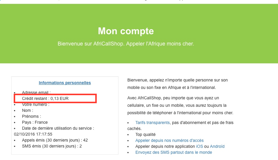 Afficher le solde d'un compt